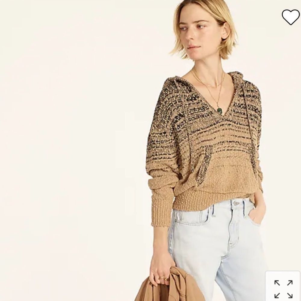 Cropped marled knit sweater hoodie from J Crew